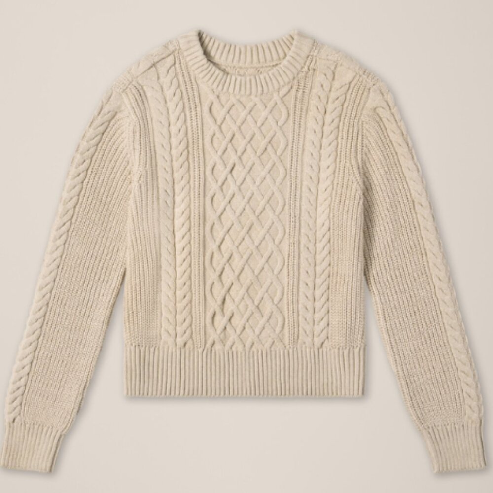 Organic Luxe Knit Cable Crew Sweater